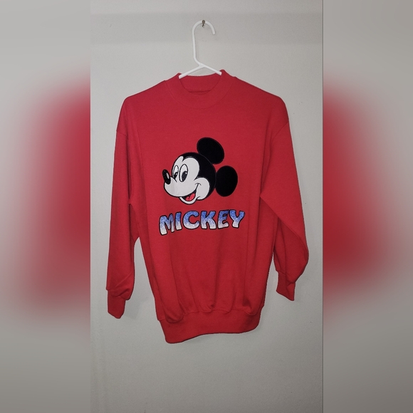 Womens medium vintage mickey mouse cinched Sweatshirt red - Picture 1 of 6